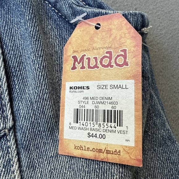 Mudd Denim Vest Womens Small Blue Distressed Medium Wash 100% Cotton NWT - Picture 5 of 8